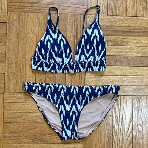 J. Crew Navy and White Bikini Set